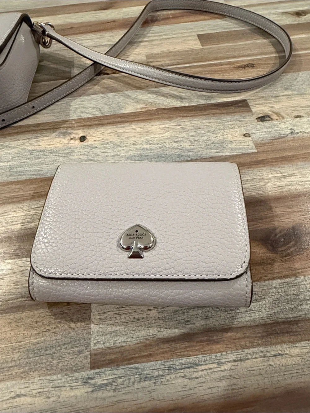 kate spade Two-Tone Pebbled Leather Crossbody - Gray & Cream